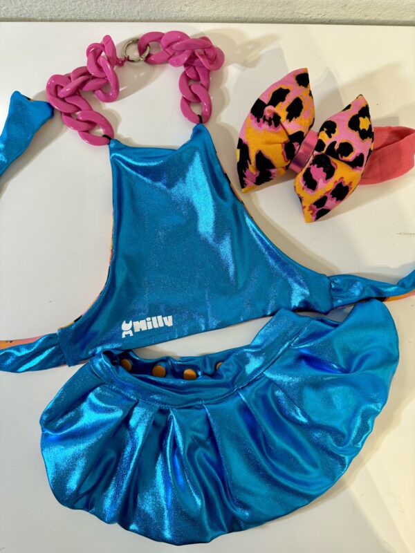 Milly Reversible Leopard & Blue Bikini and bow -L - Image 2