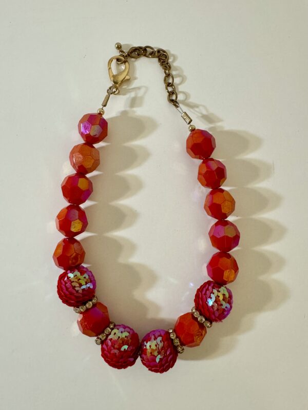 Maggie Red Sequins Bead Necklace - L